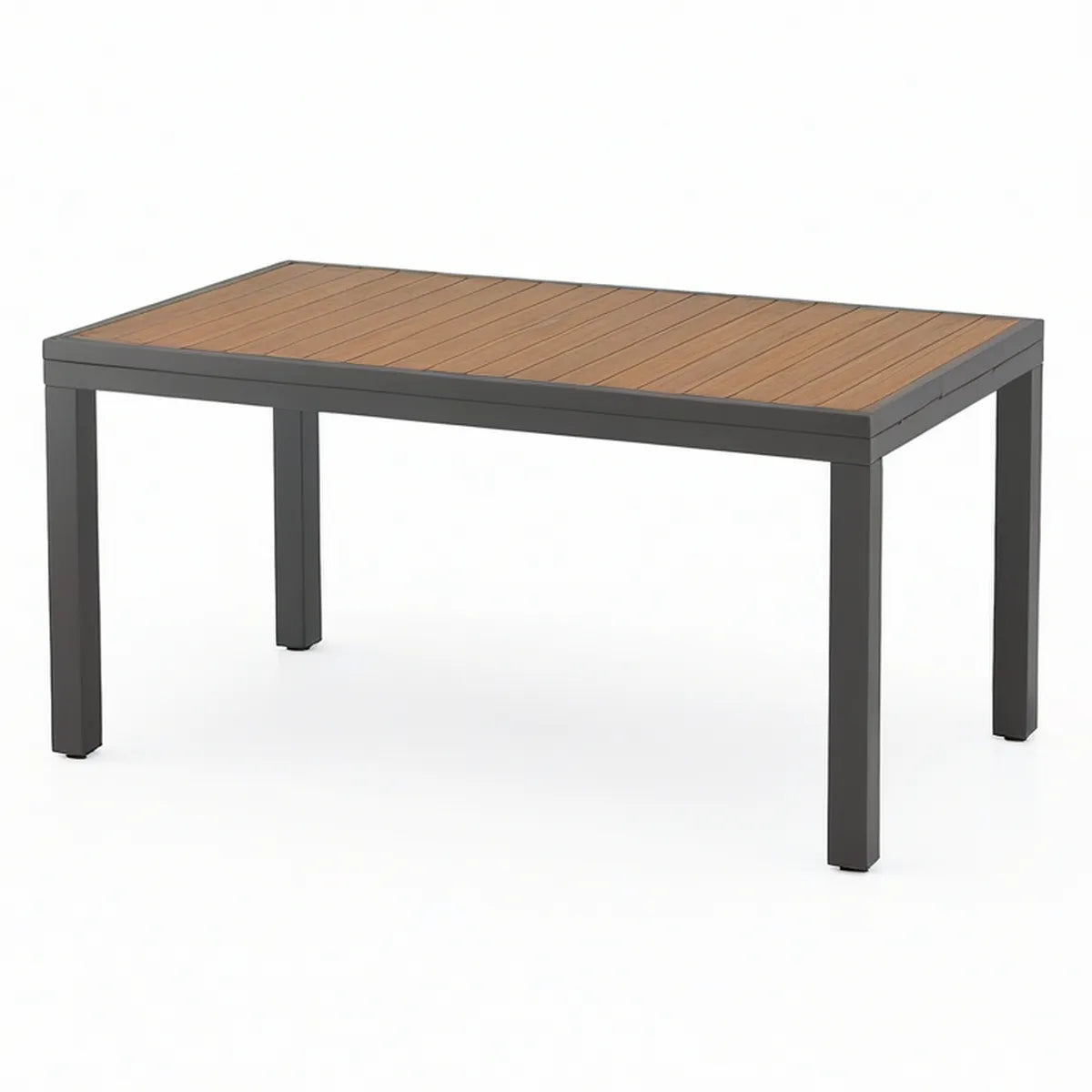 Rechteckiger Gartentisch 160 x 90 x 75 cm aus Aluminium und WPC, Anthrazit/Braun