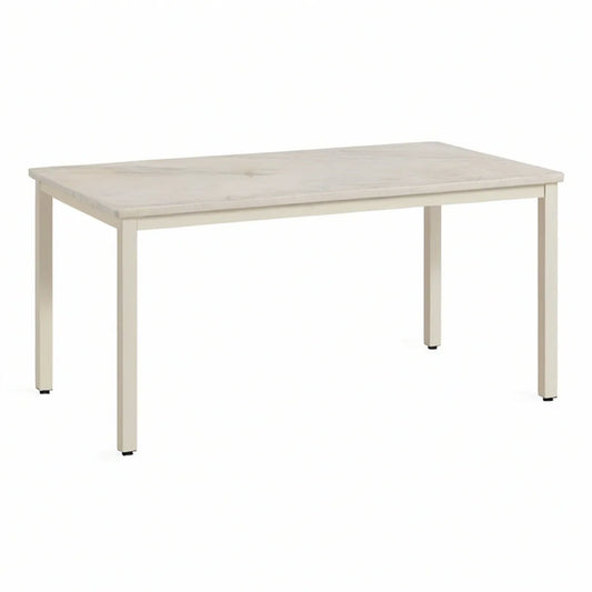 Rechteckiger Gartentisch aus Aluminium in Hellbeige, 160 x 90 x 75 cm