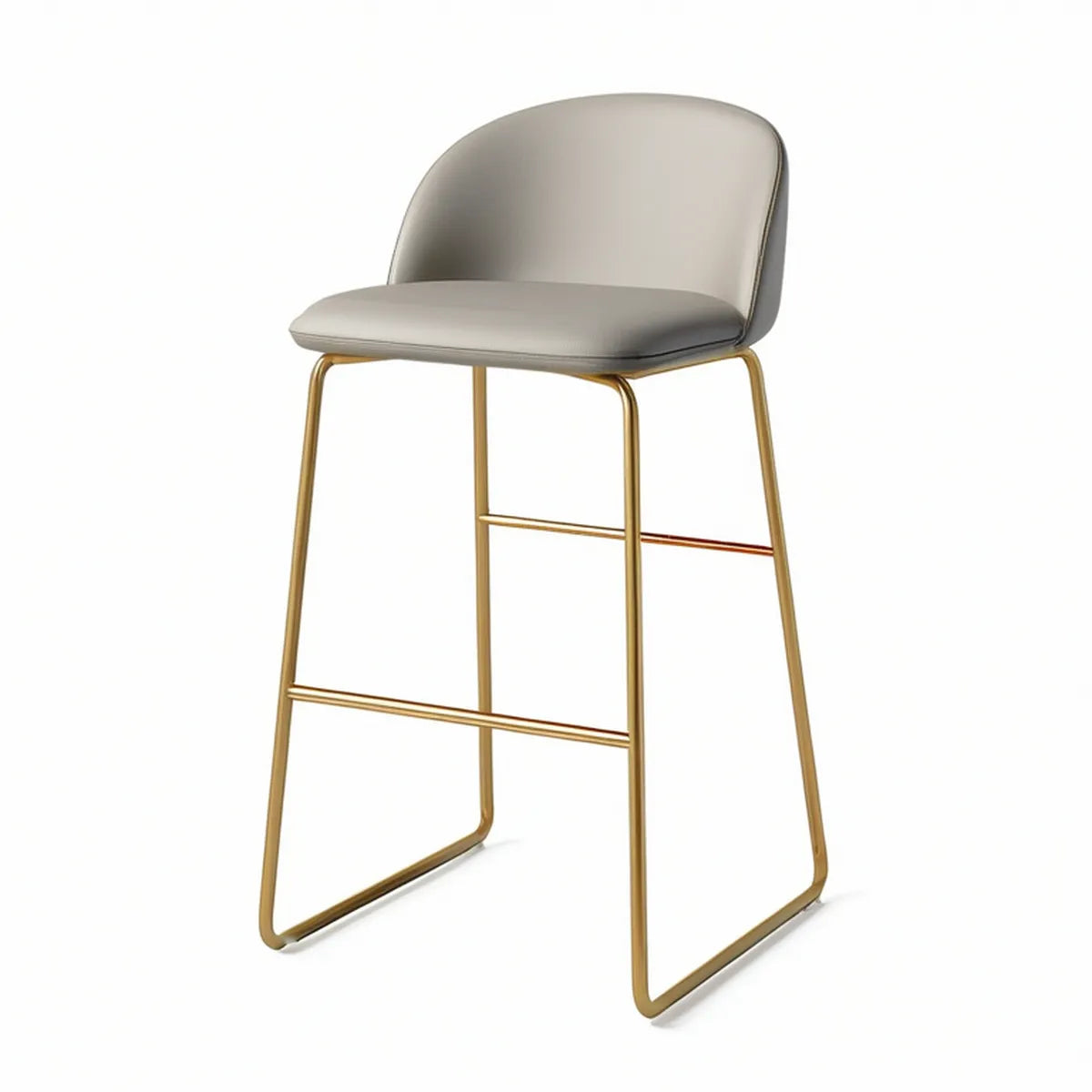 Barhocker mit Rückenlehne aus Kunstleder, Grau/Gold, 50 x 53 x 96 cm