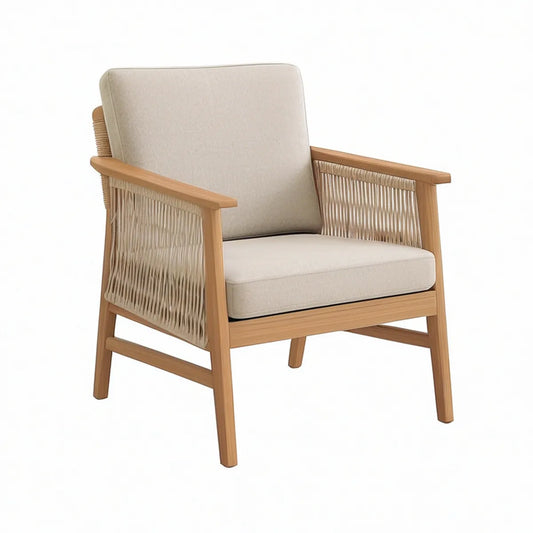 Gartensessel mit Armlehnen aus Akazien-Massivholz, Beige/Natur, 72 x 78 x 80 cm