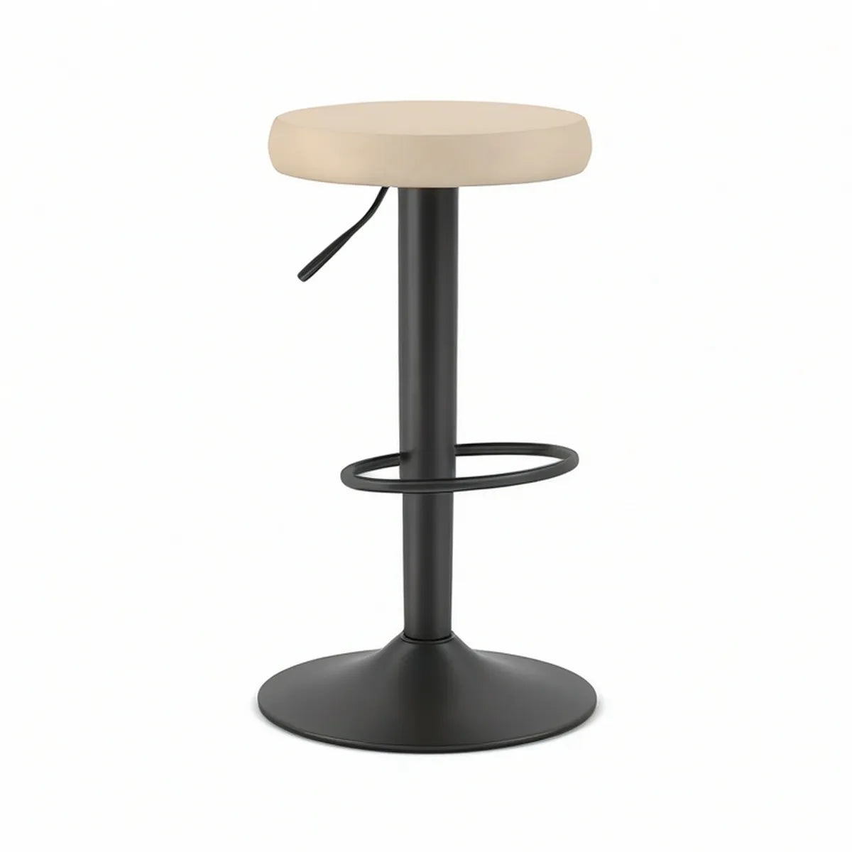 Höhenverstellbarer Barhocker Beige/Schwarz, Sitz Ø 38 cm, Höhe 60–82 cm