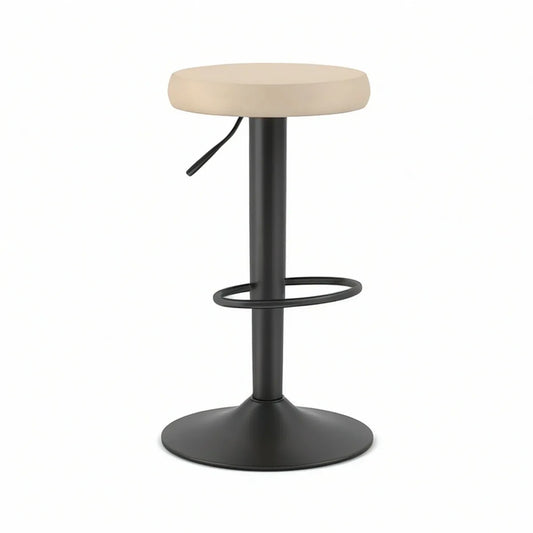 Höhenverstellbarer Barhocker Beige/Schwarz, Sitz Ø 38 cm, Höhe 60–82 cm