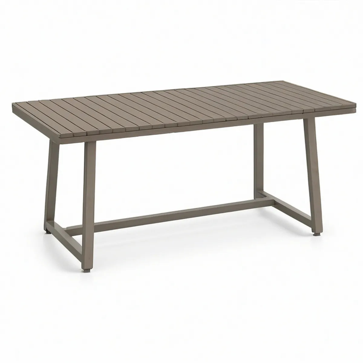 Rechteckiger Gartentisch aus Aluminium in Taupe, 200 x 100 x 75 cm